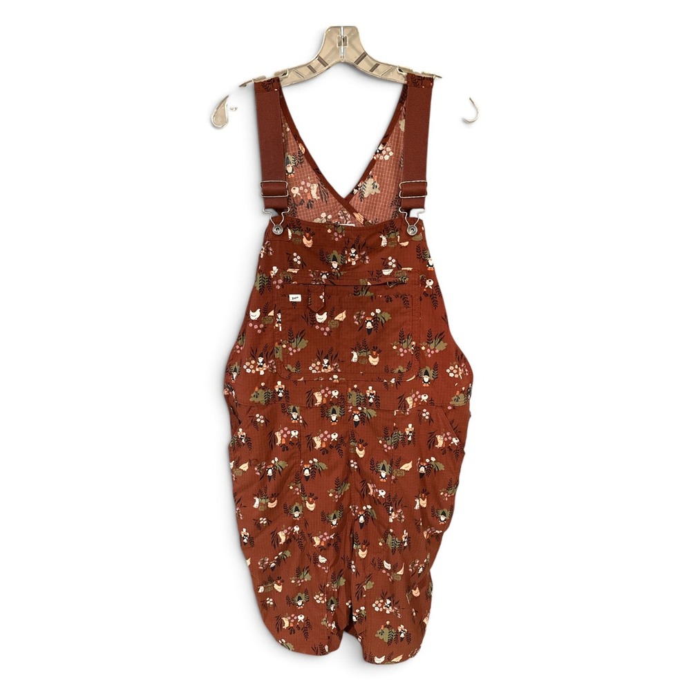 Duluth Trading Heirloom Gardening Overalls Shorts XXL Chicken Gnomes Shortalls